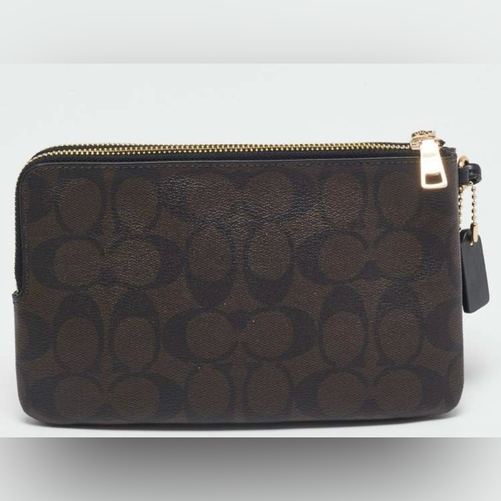 Coach Dark Brown and Black Wristlet Like New - Picture 3 of 9